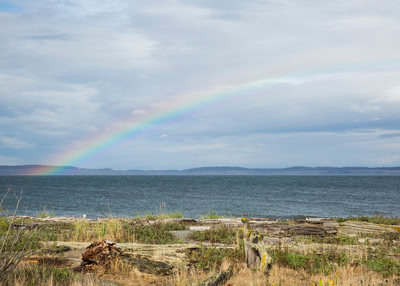 Rainbow over water at Port Hudson, Port Townsend, Washington